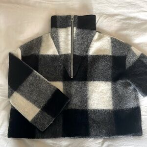 Plaid checked wool cropped jacket